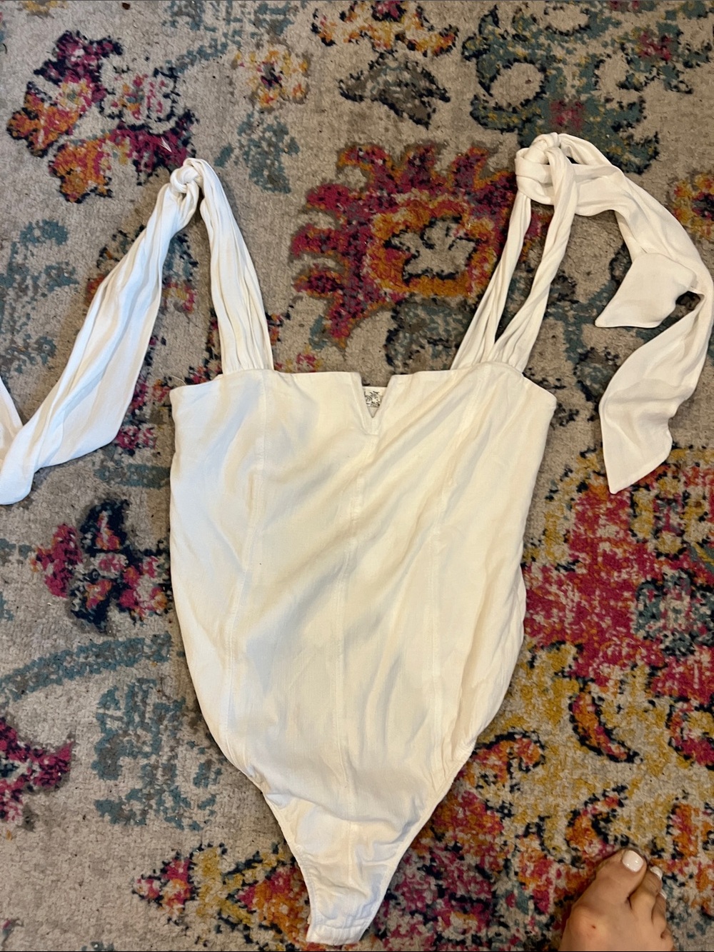 Free People Cream Tie-Shoulder Bodysuit Camisole - Sz XS, never worn!